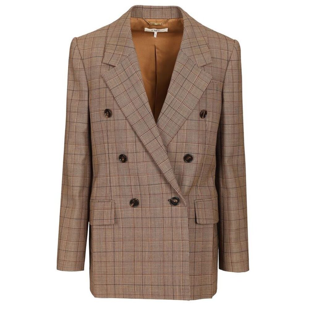 Chloe' Women Tailored Double-Breasted Checked Wool Jacket